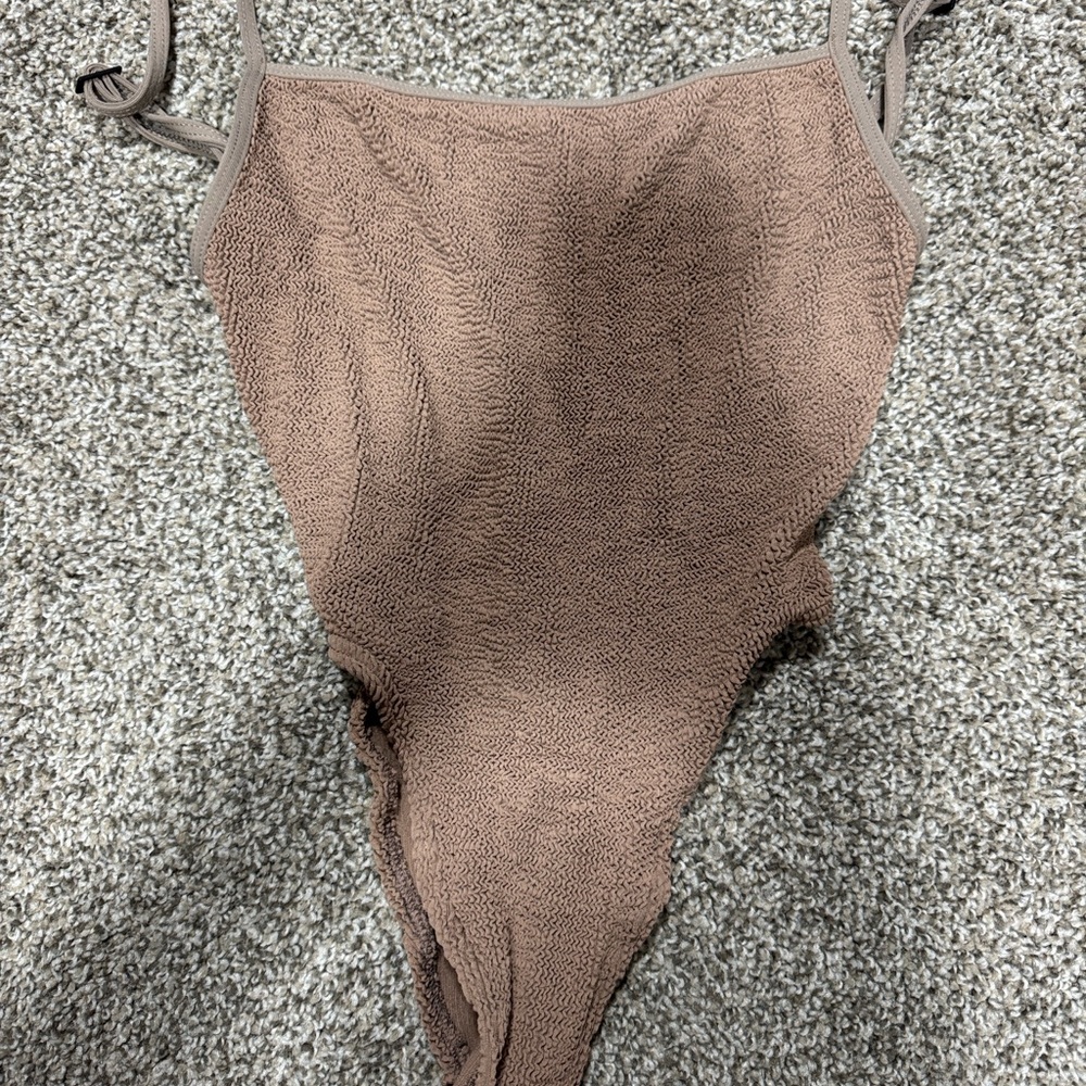bond-eye Brown Textured One Piece Swimsuit